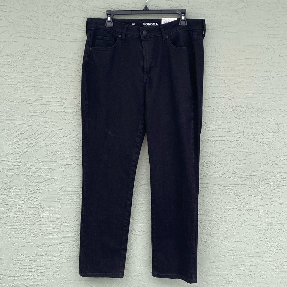 Soma Straight The Everyday Mid Rise NWT Sz 14 R Black Jeans
